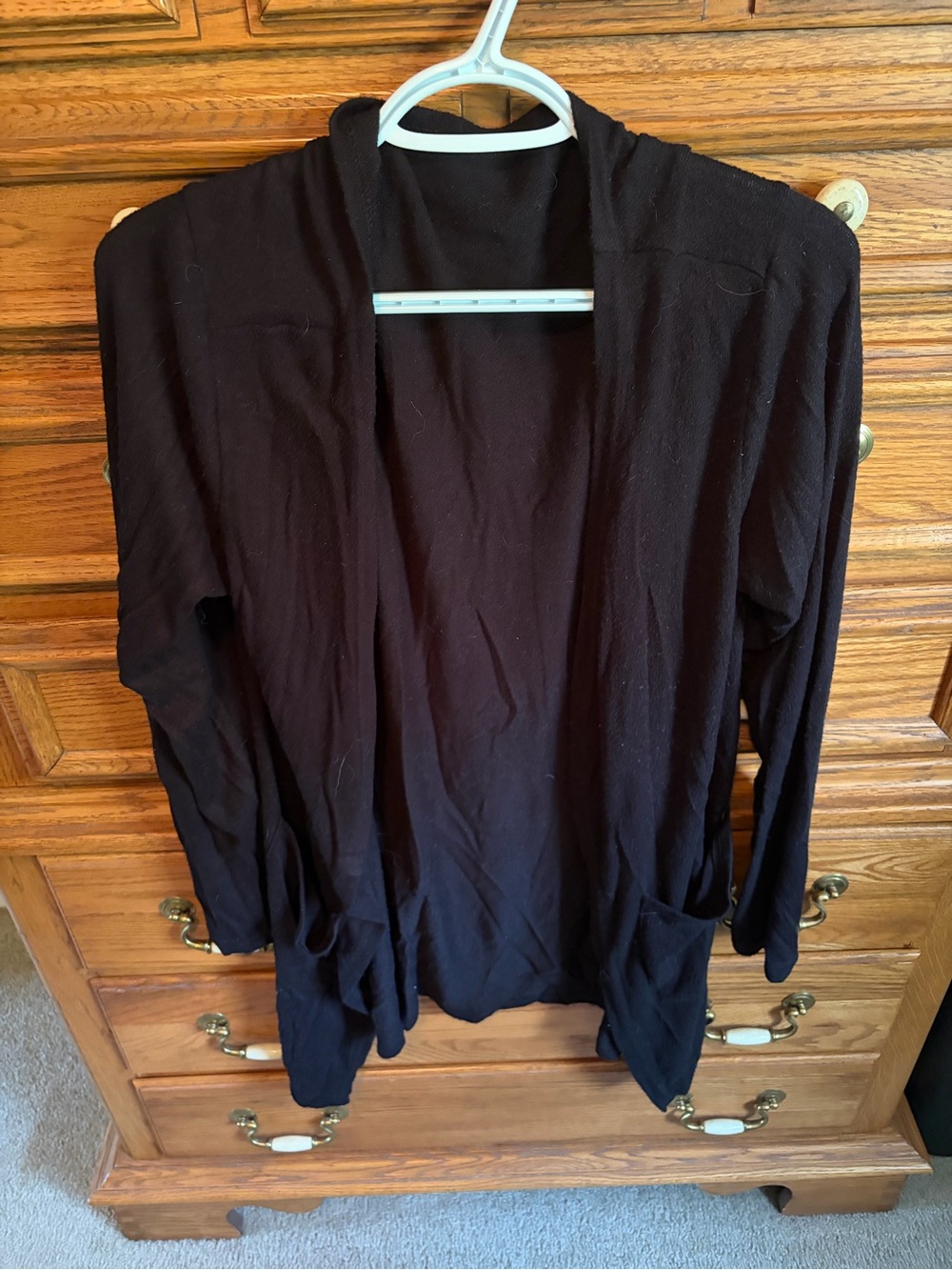ZYIA Black Open-Front Women's Cardigan with Pockets